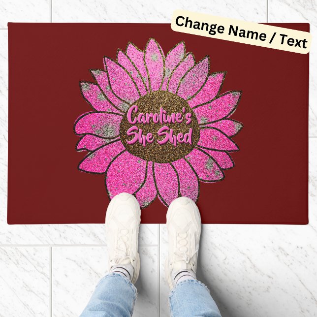 Add Name  Change Text She Shed Pink Sunflower      Doormat (Creator Uploaded)
