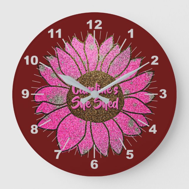 Add Name  Change Text She Shed Pink Sunflower      Large Clock (Front)