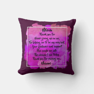 Add Name Change Text Thank You Mum Mother's Day Cushion