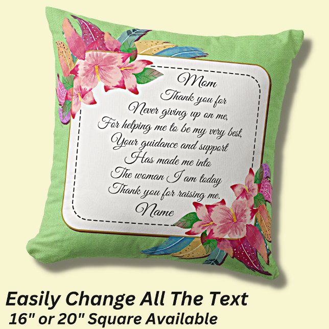 Add Name Change Text Thank You Mum Mother's Day Cushion (Creator Uploaded)