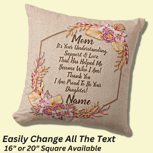Add Name Change Text Thank You Mum Mother's Day Th Cushion