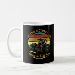 Add Name Change Text Vintage Rainbow Motorcycle Coffee Mug