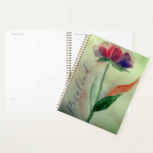 Add Name Chic Violet and Blue Standing Flower Planner