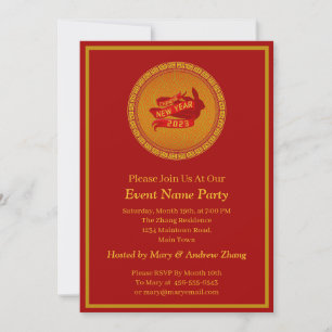 Add Name Chinese New Year 2023 Year Rabbit Gold  Invitation