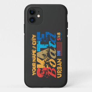 Add Name City Text Skateboard Urban SK8 Distressed Case-Mate iPhone Case