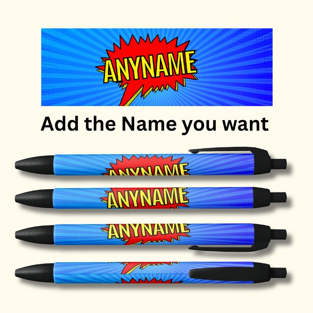 Add Name Comic Book Style Text Blue Red Yellow  Black Ink Pen (Creator Uploaded)
