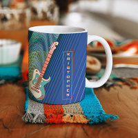 Add Name Cool Modern Teal & Blue Electric Guitar