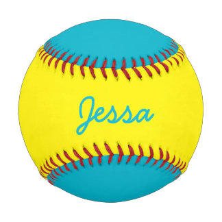 Add Name Custom Aqua Blue and Yellow Baseball