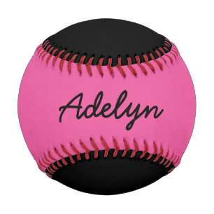Add Name Custom Black and Pink Baseball