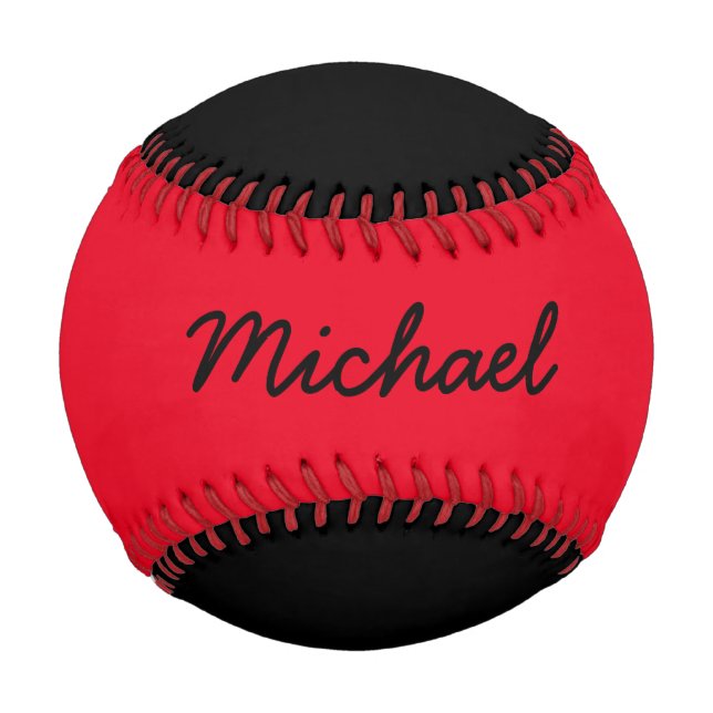 Add Name Custom Black and Red Baseball (Front)