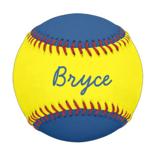 Add Name Custom Blue and Yellow Baseball