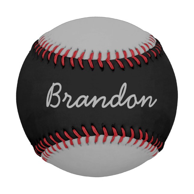 Add Name Custom Grey and Black Baseball (Front)
