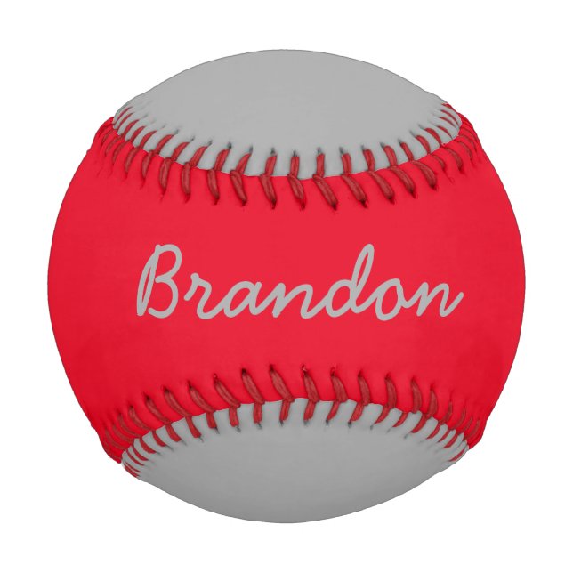 Add Name Custom Grey and Red Baseball (Front)