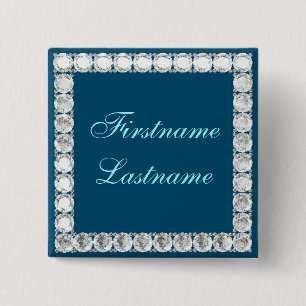 Add name-customizable diamond blue 15 cm square badge