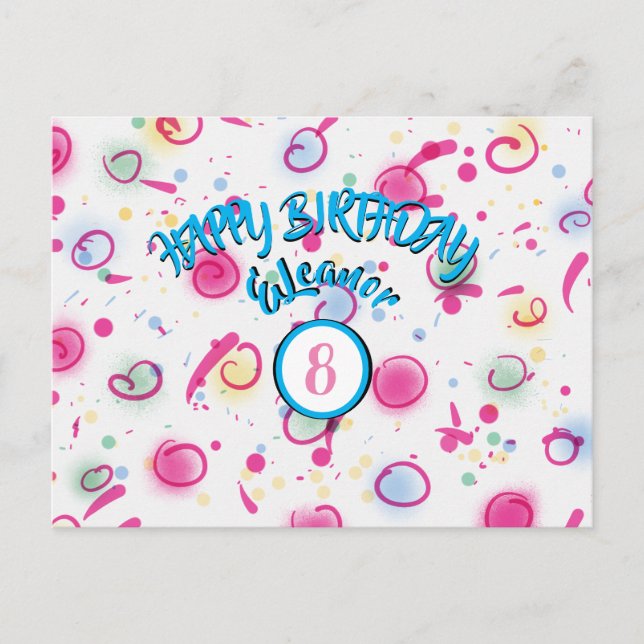 ADD NAME & CUSTOMIZE YEAR ON  HAPPY BIRTHDAY POSTCARD (Front)