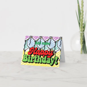Add name cute colourful graphic kids birthday card