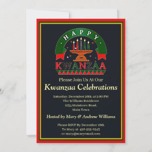 Add Name Date Details Happy Kwanzaa Candles, Party Invitation