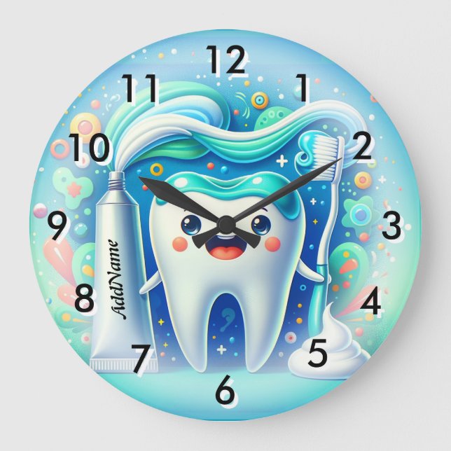Add Name Dental  Large Clock (Front)