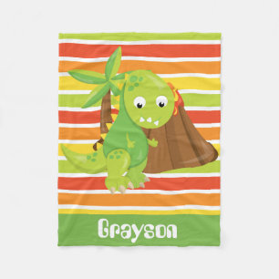 Add Name Dinosaur baby boy blanket