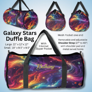 Add Name Dynamic Rainbows Galaxy Stars Duffle Bag
