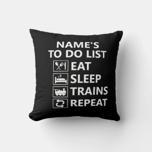 Add Name Eat Sleep Train Repeat Steam Train Cushion