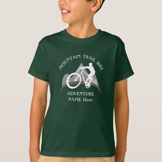 Add Name Edit ALL Text Mountain Trail Bike Greys - T-Shirt (Front)