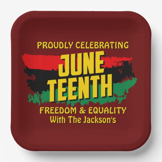 Add Name Edit Text Celebrating Juneteenth Freedom  Paper Plate (Front)