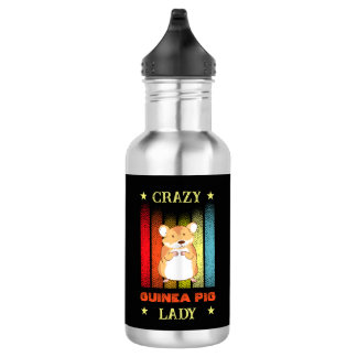 Add Name Edit Text Crazy Guinea Pig Lady 532 Ml Water Bottle