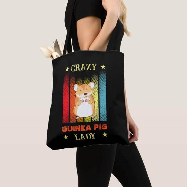 Add Name Edit Text Crazy Guinea Pig Lady  Tote Bag (Close Up)
