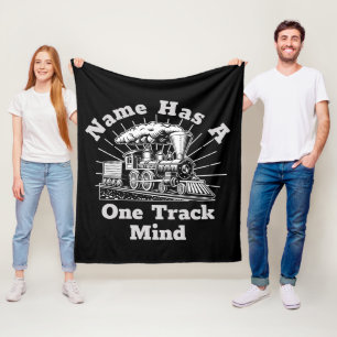 Add Name Edit Text, Has One Track Mind Steam Train Fleece Blanket