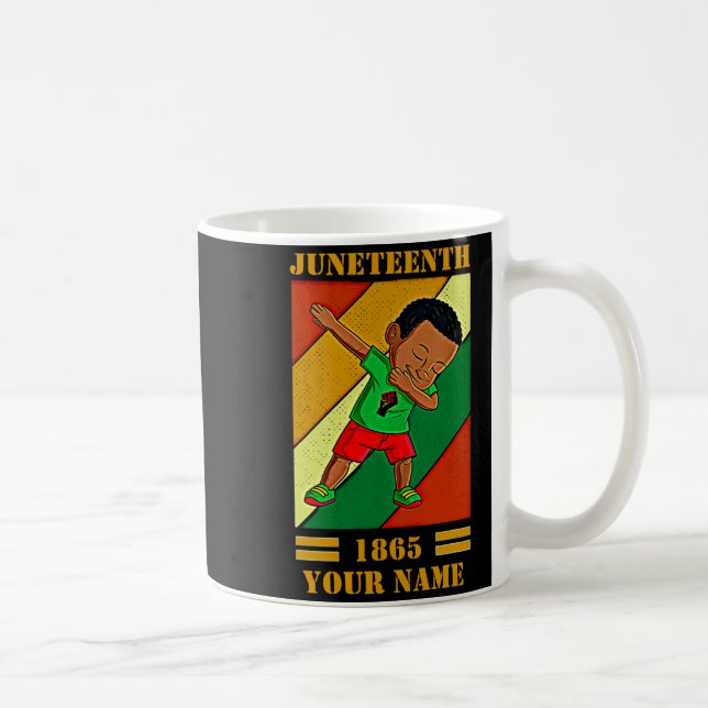 add name edit text juneteenth kid dabbing melanin coffee mug (Right)