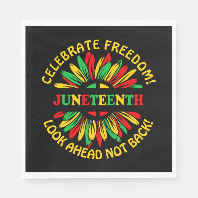 Add Name Edit Text Juneteenth Sunflower & Slogans  Napkin (Front)