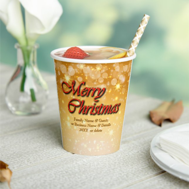 Add Name Edit Text Matching Christmas 20xx Paper Cups (Insitu)