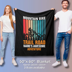Add Name Edit Text Mountain Bike Trail Adventure T Fleece Blanket