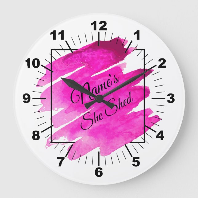 Add Name Edit Text She Shed Mauve Brush Stroke     Large Clock (Front)