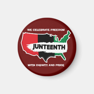 Add Name Edit Text USA Map Juneteenth Button Magnet