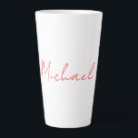 Add Name Elegant Creative Callgraphy Red White Latte Mug<br><div class="desc">Represent yourself with this modern,  elegant design. This template can be customised to meet all professional occupations.</div>
