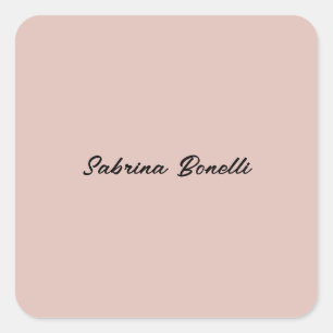 Add Name Elegant Plain Simple Rose Gold Colour Square Sticker