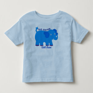 Add Name Elephant Print Big Sis Tee