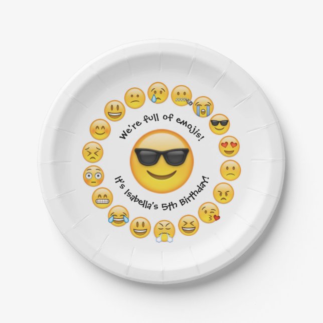 Add Name - Emoji Birthday Party Personalised Paper Plate (Front)