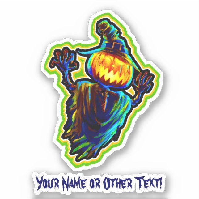 Add Name Flying Pumpkin Ghost Witch Hat Halloween  (Front)