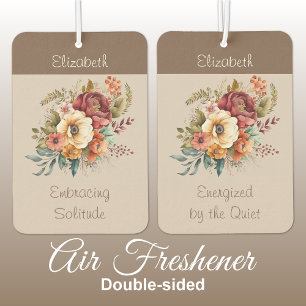 Add name for introverts solitude floral brown car air freshener