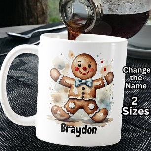 Add Name, Gingerbread Man for Christmas  Coffee Mug
