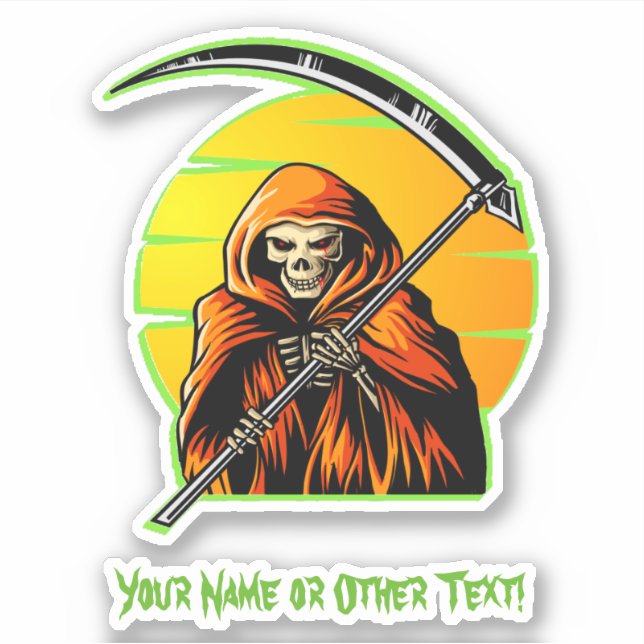 Add Name Green Brown Grim Reaper Sunset Halloween (Front)