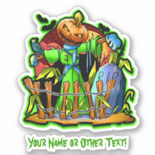 Add Name Green Lady Scarecrow Pumpkin Head R.I.P.