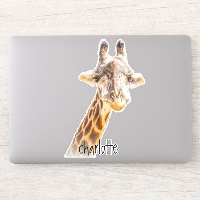 Add Name Grinning Cute Giraffe Photography Modern (Computer)
