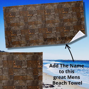 Add Name, Grungy Metal Steel Wall with Panels  Beach Towel