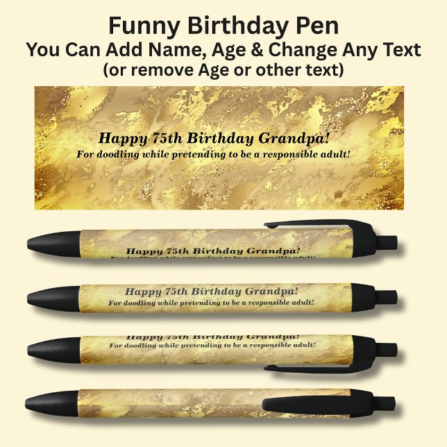 Add Name, Happy Birthday & Doodling Message Black Ink Pen (Creator Uploaded)