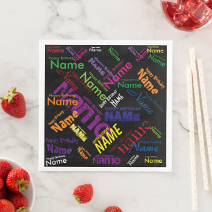 Add Name Happy Birthday Standard Dinner Napkins