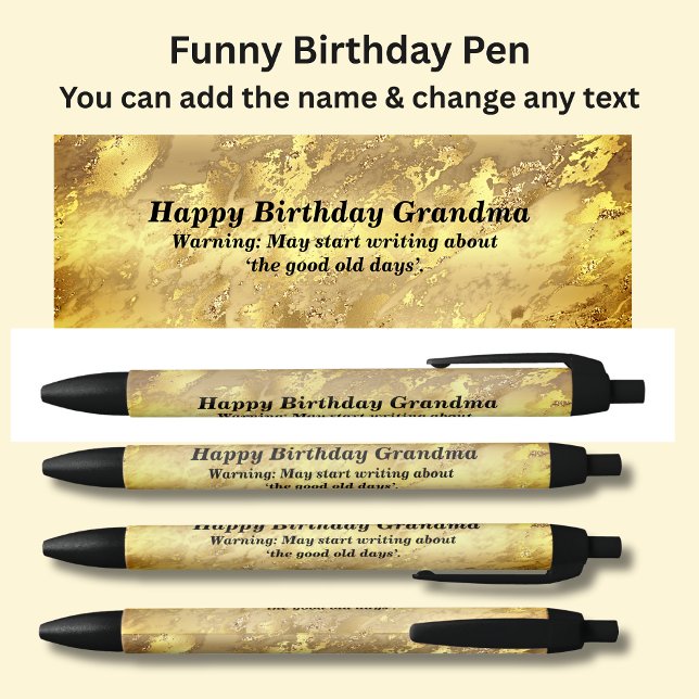 Add Name Happy Birthday & Warning Message Black Ink Pen (Creator Uploaded)